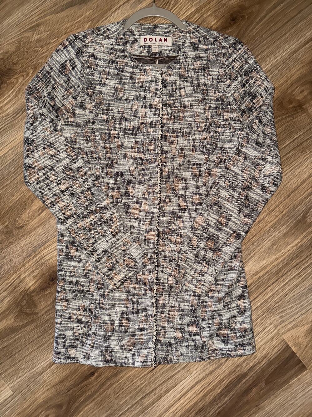 Dolan Anthropologie Multi-colored Tweed Long Line Zip-Up Cardigan - Size XS